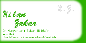 milan zakar business card